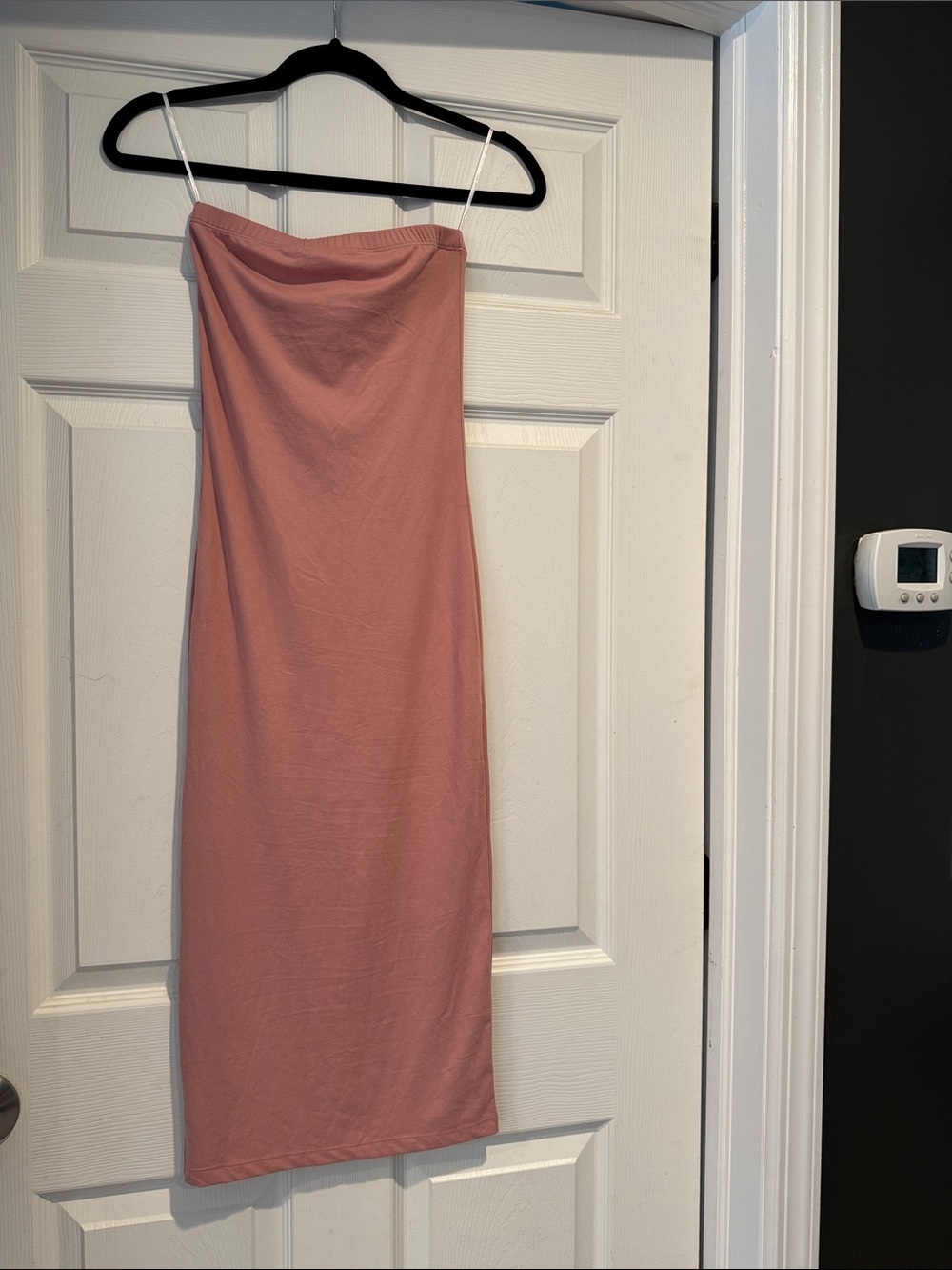 Strapless Dusty Rose Midi Tube Dress